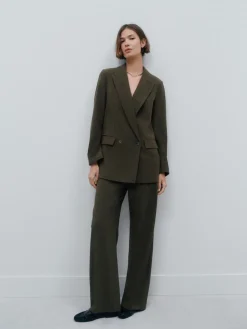 Next Khaki Green Relaxed Crosshatch Blazer