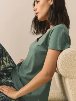 Next Short Sleeve Pyjamas Khaki Green Clearance