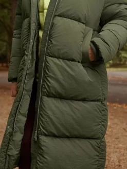 Next Shower Resistant Longline Padded Coat Khaki Green Online