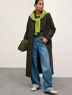 Next Khaki Green Slim Supersoft Crew Neck Cardigan with Wool Best