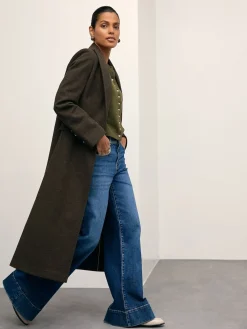 Next Khaki Green Slim Supersoft Crew Neck Cardigan with Wool Best