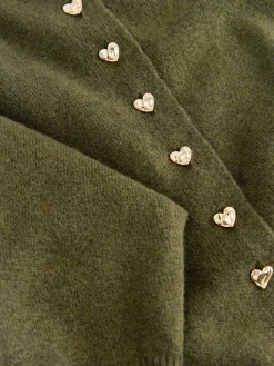 Next Khaki Green Slim Supersoft Crew Neck Cardigan with Wool Best