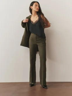 Next Tailored Bootcut Trousers With Wool Khaki Green Discount