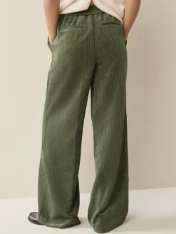Next Khaki Green Wide Leg Soft Cord Trousers Clearance