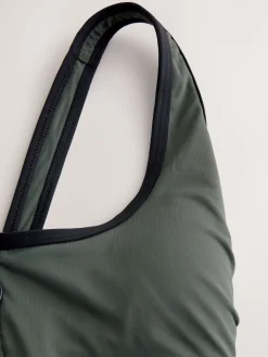 Next Zipped Shaping Tummy Control Swimsuit Khaki Green Best