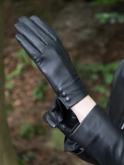 Lakeland Leather Bassenthwaite Button Detail Gloves Black Best