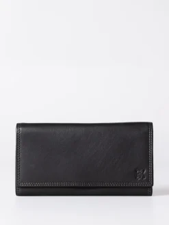 Lakeland Leather Black Chrome Large Flapover Purse Online