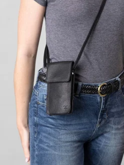 Lakeland Leather Cross-Body Phone Pouch Bag Black