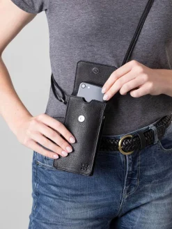 Lakeland Leather Cross-Body Phone Pouch Bag Black