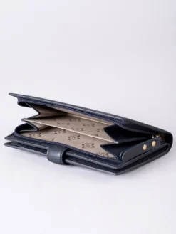 Lakeland Leather Blue Large Icon Stud Tab Purse Sale