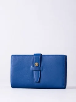 Lakeland Leather Blue Light Large Icon Stud Tab Purse Clearance