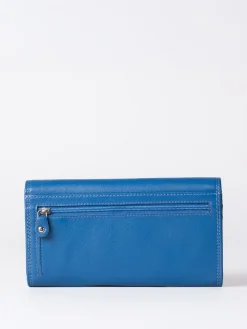 Lakeland Leather Blue Marl Large Flapover Purse Hot