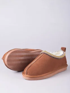 Lakeland Leather Brown Ladies Sheepskin Embroidered Clog Slippers Hot