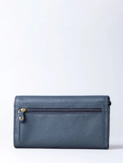 Lakeland Leather Dark Blue Large Flapover Purse Best