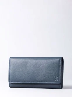 Lakeland Leather Dark Blue Large Flapover Purse Best