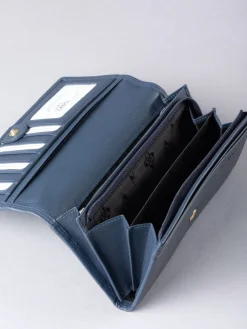 Lakeland Leather Dark Blue Large Flapover Purse Best