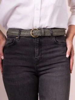 Lakeland Leather Waverton Woven Belt Green Best