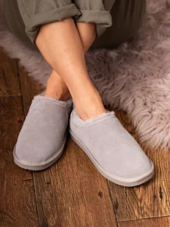 Lakeland Leather Ladies Sheepskin Clog Winter Slippers Grey Outlet