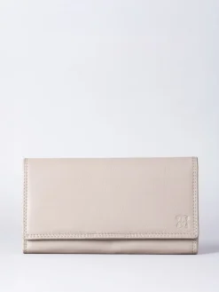 Lakeland Leather Light Grey Large Flapover Purse Discount