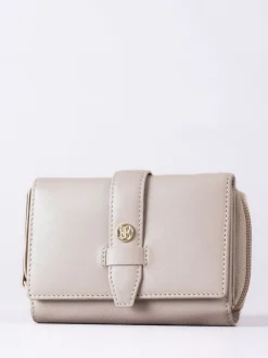 Lakeland Leather Natural Medium Icon Stud Tab Purse Outlet