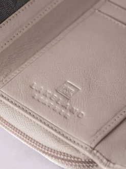 Lakeland Leather Natural Medium Icon Stud Tab Purse Outlet