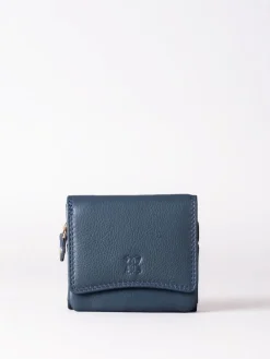 Lakeland Leather Navy Small Leather Flapover Purse Outlet