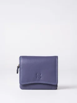 Lakeland Leather Purple Small Leather Flapover Purse Discount