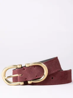 Lakeland Leather Bowness Dual Buckle Suede Belt Red Clearance
