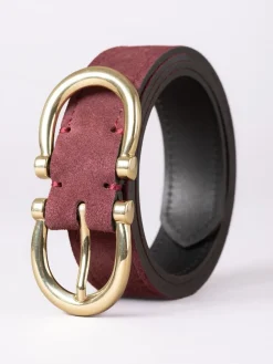 Lakeland Leather Bowness Dual Buckle Suede Belt Red Clearance