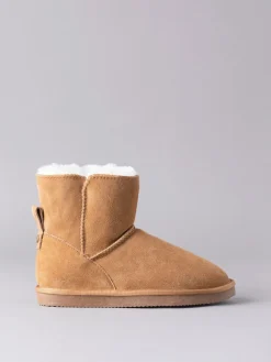 Lakeland Leather Tan Brown Ladies Sheepskin Boots Slippers New