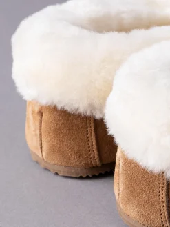 Lakeland Leather Ladies Sheepskin Moccasin Slippers Tan Brown Discount