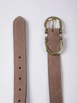 Lakeland Leather Bowness Dual Buckle Suede Belt Taupe Discount