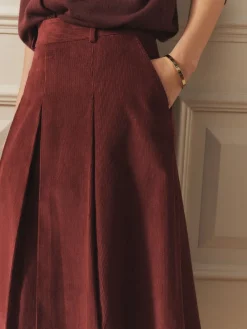 Laura Ashley Burgundy Red Maxi Cord Skirt Sale