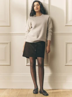 Laura Ashley Dogtooth Check Mini Skirt with Wool Chocolate Brown Online