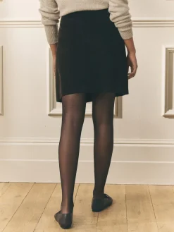 Laura Ashley Dogtooth Check Mini Skirt with Wool Chocolate Brown Online