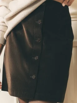 Laura Ashley Dogtooth Check Mini Skirt with Wool Chocolate Brown Online