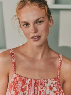 Laura Ashley Pink Peony Cotton Scalloped Slip Nightie New