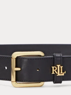 Lauren Ralph Lauren 3.2cm Logo-Keeper Leather Belt Black Discount