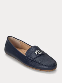Lauren Ralph Lauren Pebbled Leather Loafer Shoes Blue