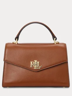 Lauren Ralph Lauren Farrah Top Handle Leather Satchel Bag Brown Discount