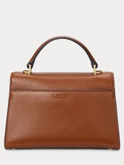 Lauren Ralph Lauren Farrah Top Handle Leather Satchel Bag Brown Discount