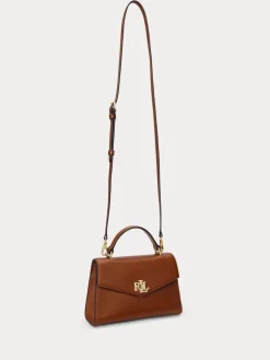 Lauren Ralph Lauren Farrah Top Handle Leather Satchel Bag Brown Discount