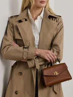 Lauren Ralph Lauren Farrah Top Handle Leather Satchel Bag Brown Discount