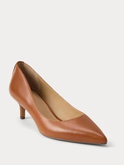 Lauren Ralph Lauren Adrienne Leather Kitten Court Heels Brown