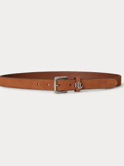 Lauren Ralph Lauren 2.5cm Skinny Logo-Keeper Leather Belt Lauren Tan Hot