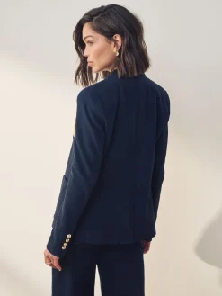 Lauren Ralph Lauren Lauren Navy Anfisa Bullion Jacquard Blazer Hot