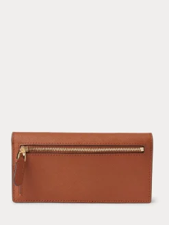 Lauren Ralph Lauren Crosshatch Leather Slim Wallet Lauren Tan Hot