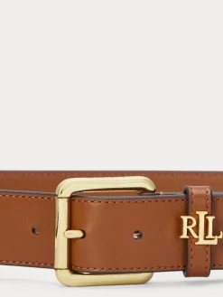 Lauren Ralph Lauren 3.2cm Logo-Keeper Leather Belt Lauren Tan Hot