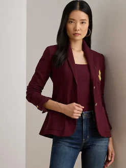 Lauren Ralph Lauren Anfisa Crest Logo Blazer Jacket Red Sale