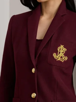 Lauren Ralph Lauren Anfisa Crest Logo Blazer Jacket Red Sale